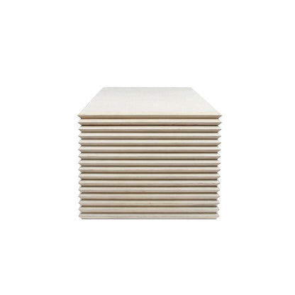 Geometric Waterfall Dining Table white top with sculptural stacked-plywood base on Tampa Home & Garden Store