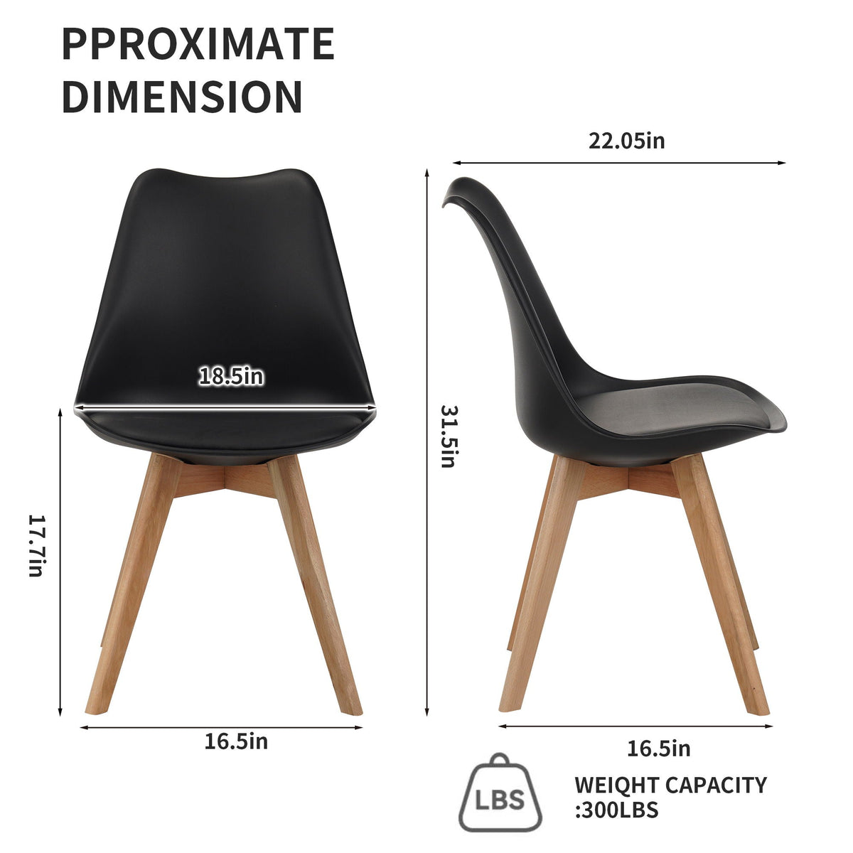 Medieval Dining Chair Set of 4 with black plastic seats and natural wood legs HouseOfZazla on Tampa Home & Garden Store