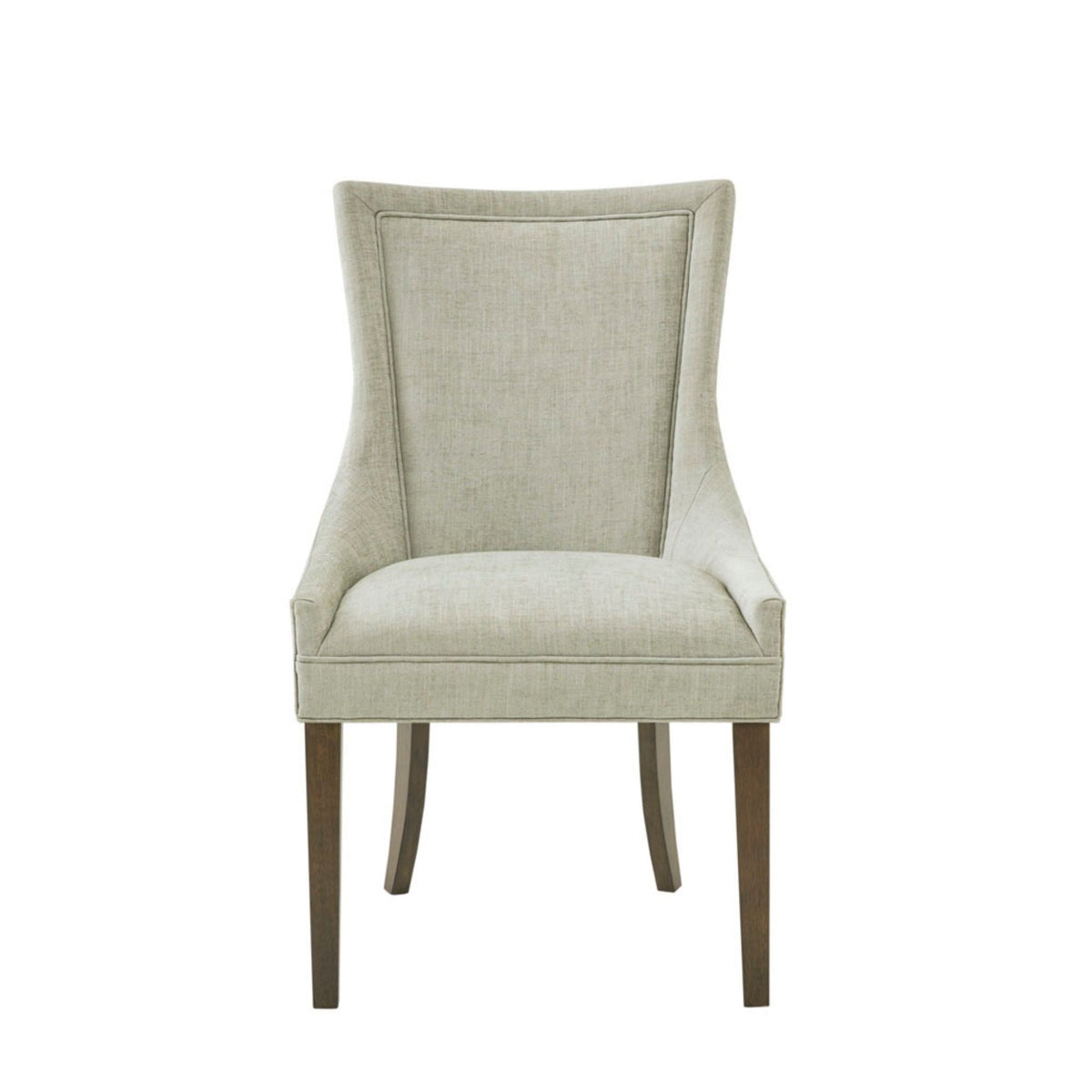 Elegant dining side chair set of 2 with beige linen upholstery and dark wood legs on Tampa Home & Garden Store