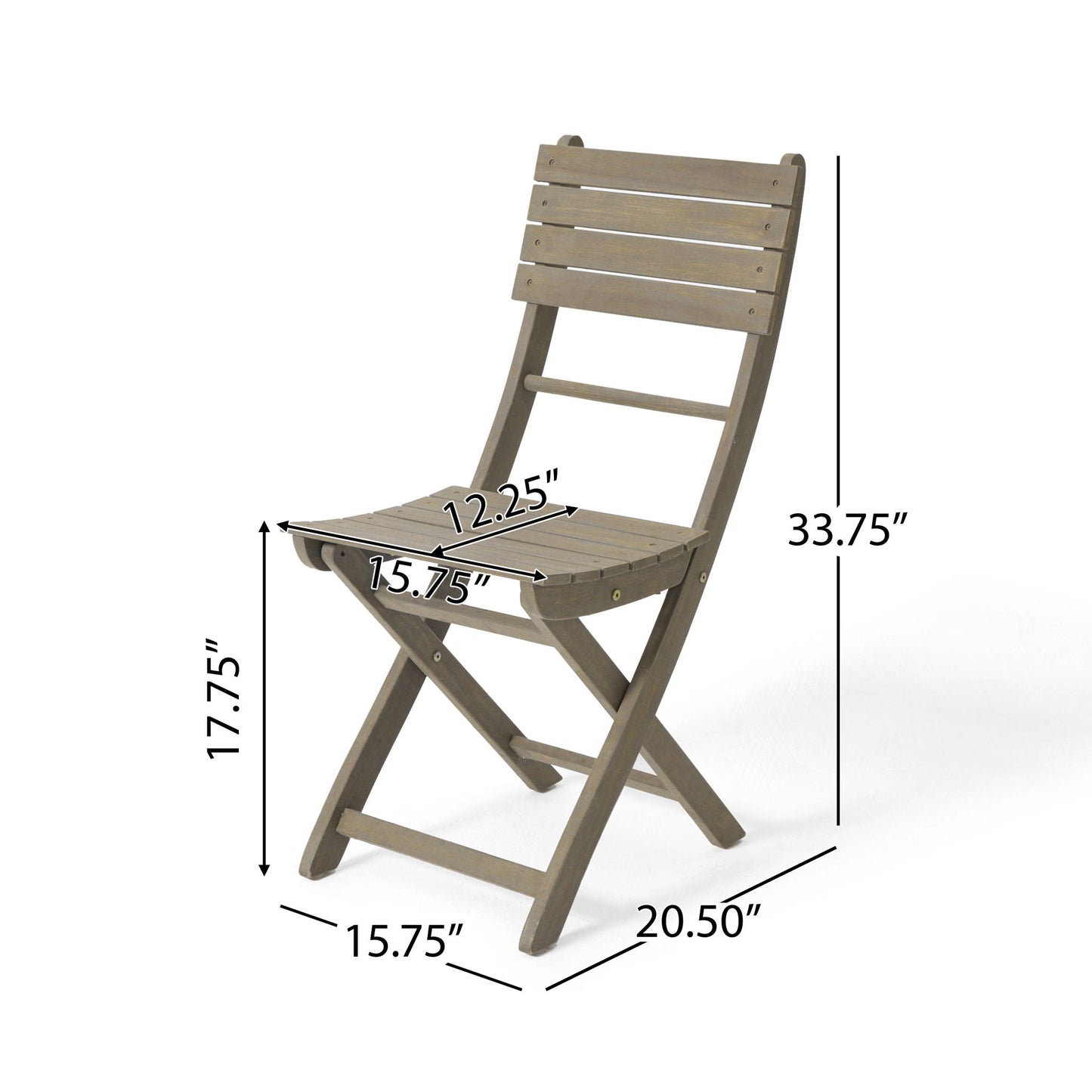 Outdoor Foldable Wood Dining Chair Set of Two