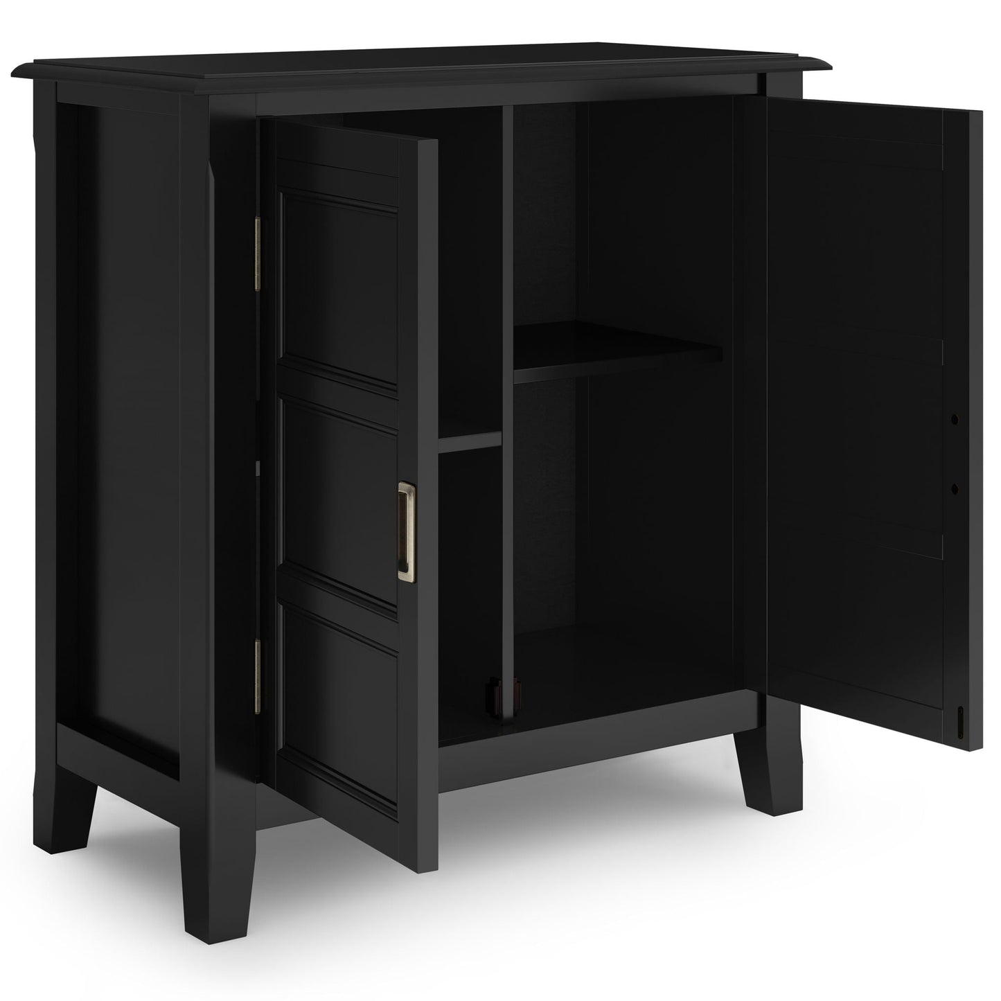 Burlington handcrafted low storage cabinet black accent cabinet with brass pulls on Tampa Home & Garden Store