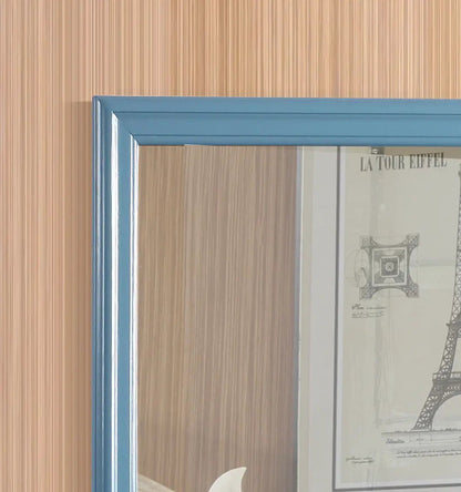 Traditional wall mirror for any space with blue beveled frame by Unique Piece Furniture on Tampa Home & Garden Store