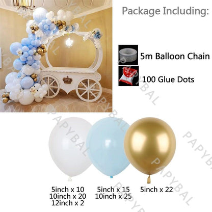 96Pcs latex blue gold confetti & foil balloons set for birthday & baby shower by Stevvex on Tampa Home & Garden Store