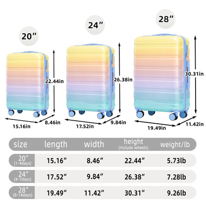 3-Piece PC Spinner Wheel Luggage Set HouseOfZazla pastel gradient hard case 20/24/28 in on Tampa Home & Garden Store