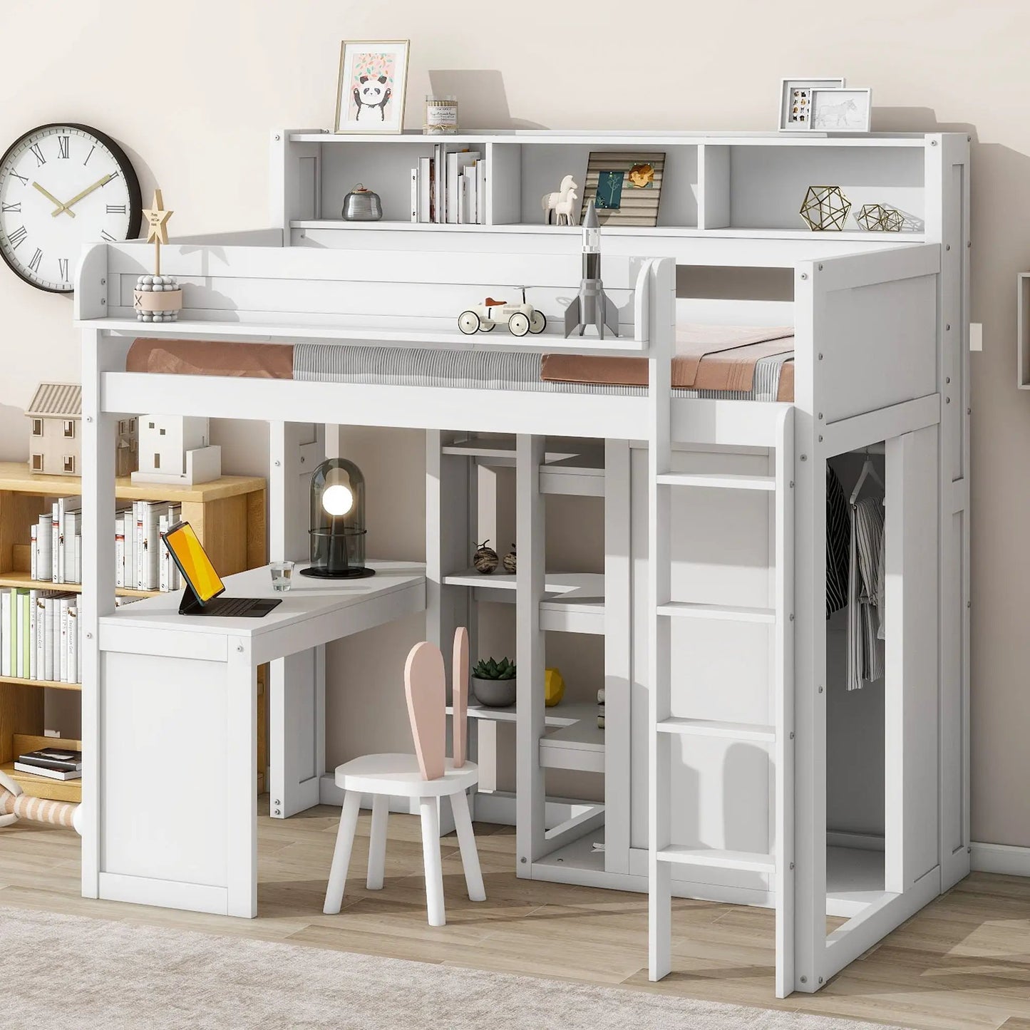 Loft Bed with Built in Desk and Wardrobe