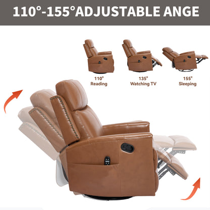 Deep Swivel Recliner and Massage Chair, 3 brown leather units, 110–155° angle, HouseOfZazla on Tampa Home & Garden Store