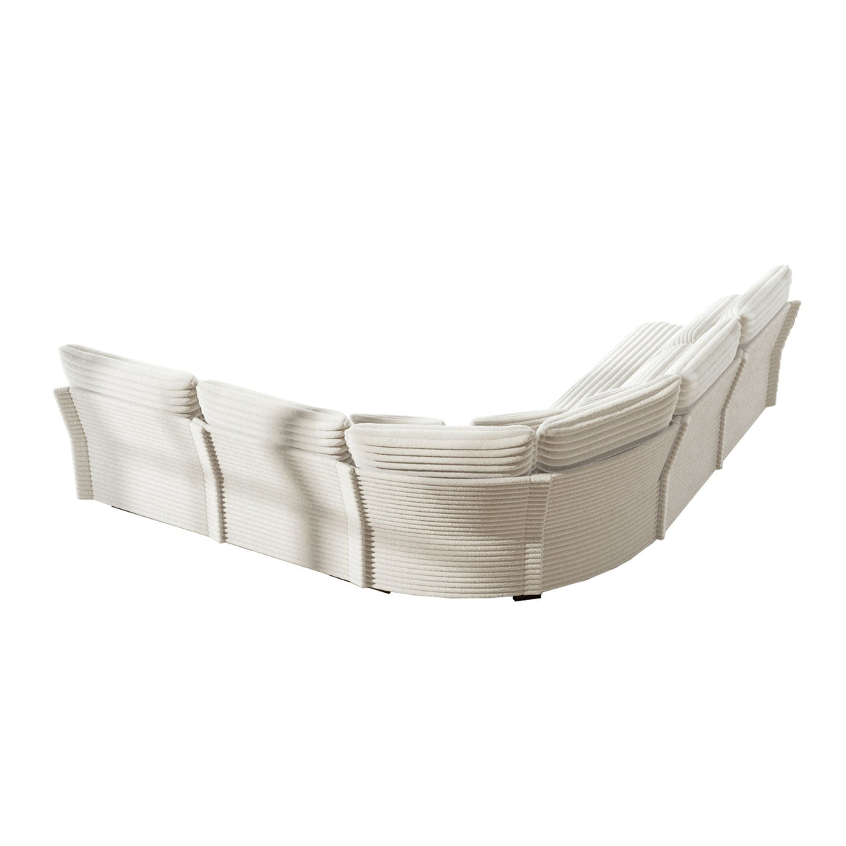 5-Seater L-Shaped sectional sofa with curved corner in cream textured fabric and 7 pillows HouseOfZazla on Tampa Home & Garden Store