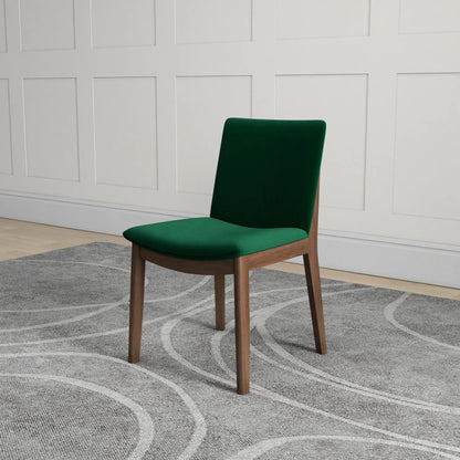 Mid-century solid wood dining chair in green fabric upholstery by HouseOfZazla on Tampa Home & Garden Store