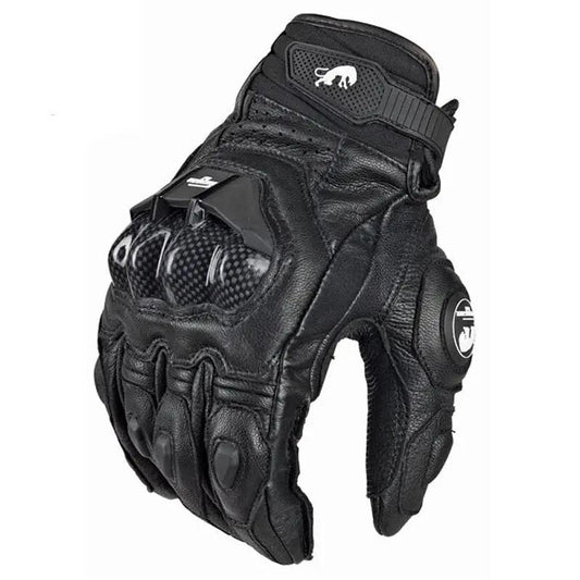 Genuine Leather Racing Motorcycle Gloves Men black with carbon knuckle guards VIP on Tampa Home & Garden Store