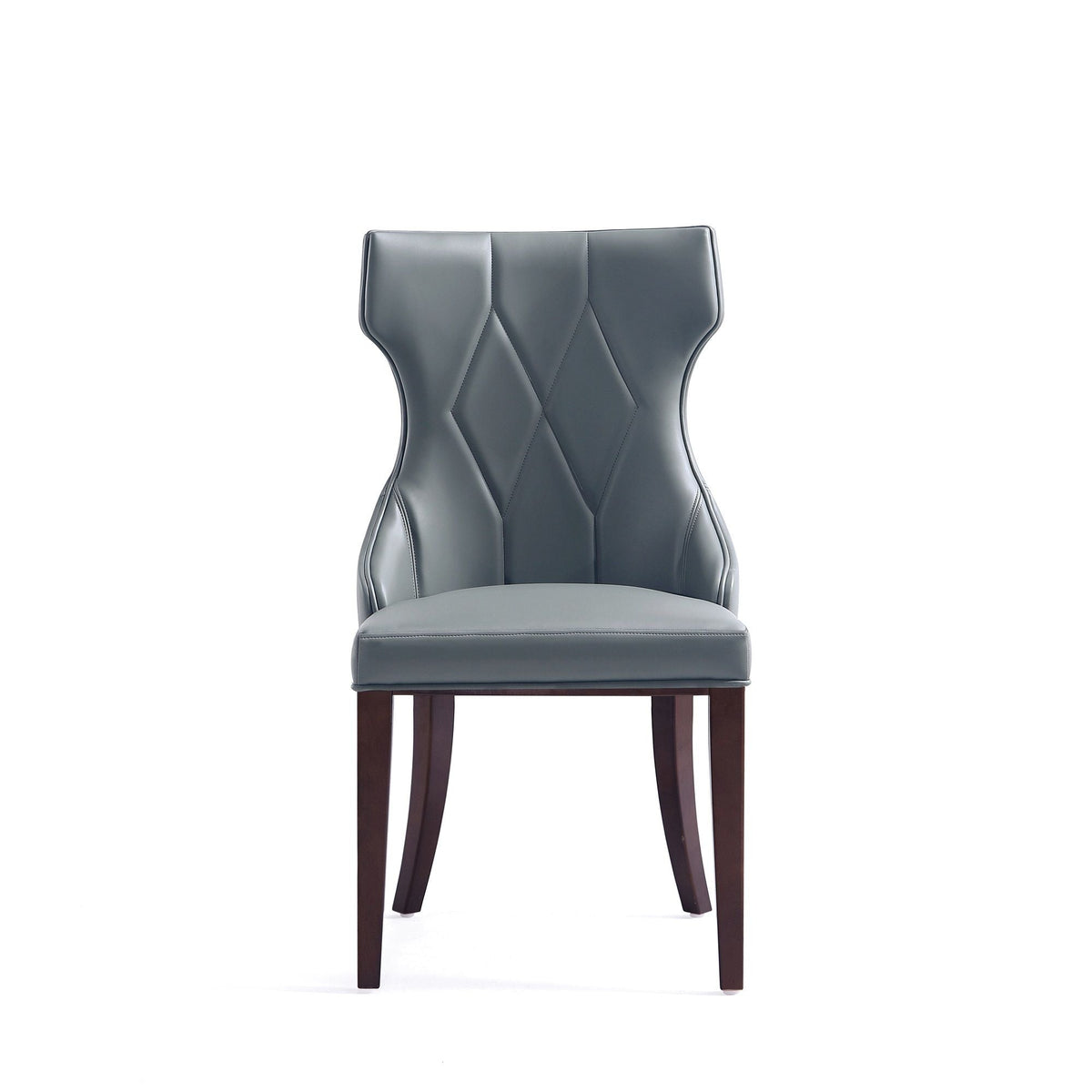 Reine dining chair with gray quilted leather upholstery and dark wood legs on Tampa Home & Garden Store