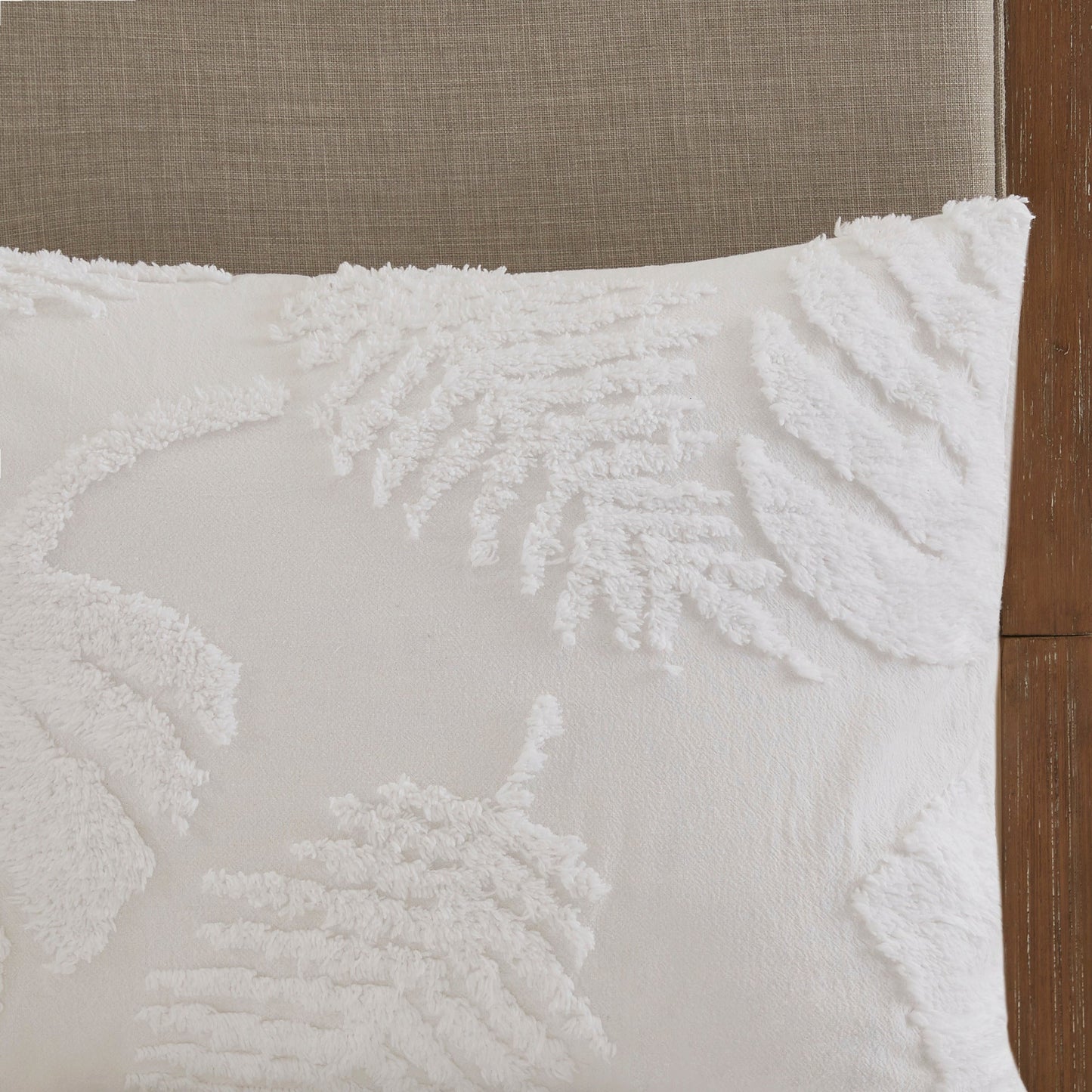 3 Piece Tufted Cotton Chenille Palm Comforter Set off-white Full/Queen HouseOfZazla on Tampa Home & Garden Store