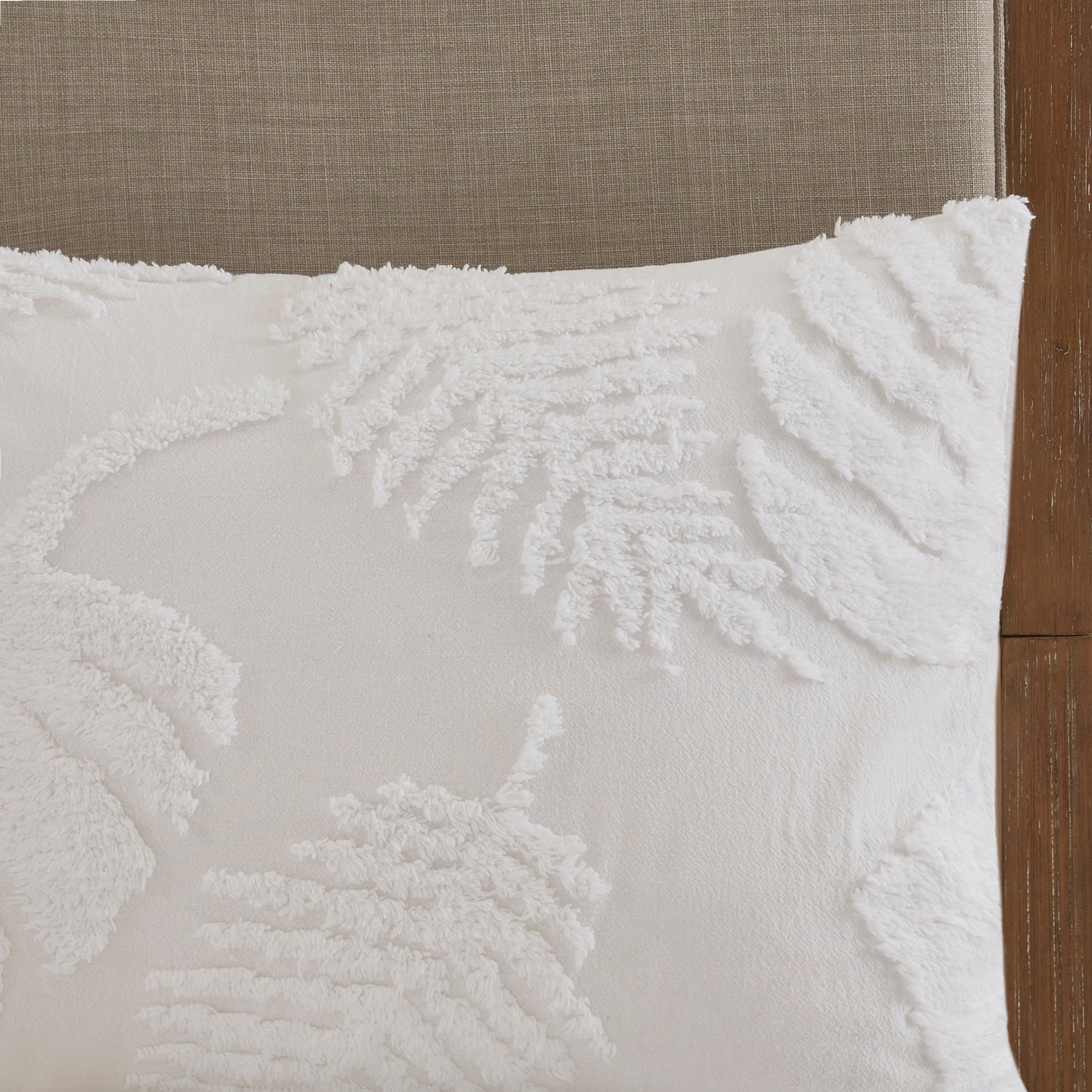 3 Piece Tufted Cotton Chenille Palm Comforter Set off-white Full/Queen HouseOfZazla on Tampa Home & Garden Store