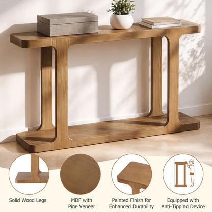 Walnut Console Table with Bottom Shelf by HouseOfZazla, 50W x 15D x 30.25H, solid wood on Tampa Home & Garden Store