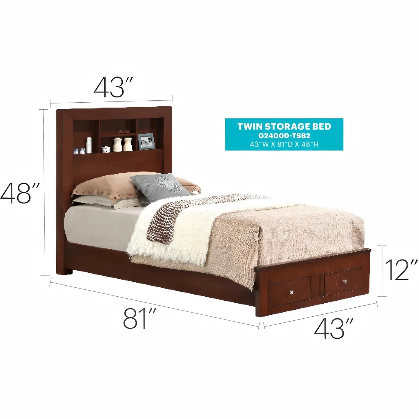Storage Bed for Modern Spaces with Drawers