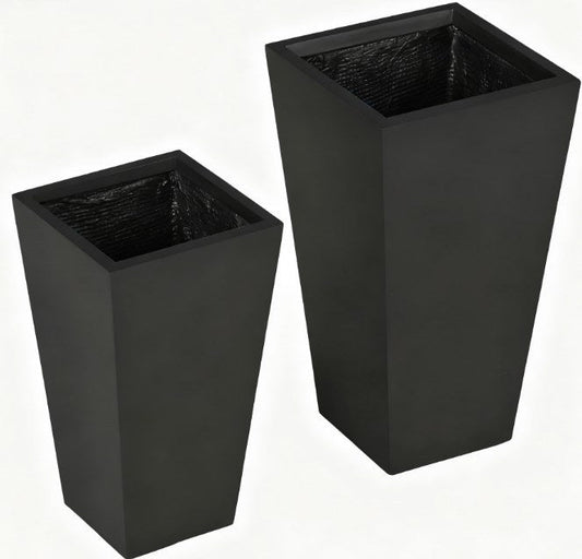 Tall Plant Pot 2-Pack outdoor planters in black with drainage holes HouseOfZazla on Tampa Home & Garden Store