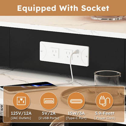 Kitchen Island with Extendable Rotating Table