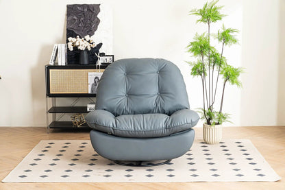 Power Recliner Swivel Glider Chair with USB charger in gray-blue faux leather, living room setup on Tampa Home & Garden Store