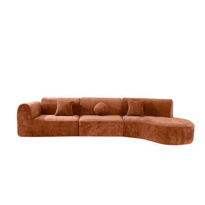140-inch modern curved sectional sofa with chaise lounge in rust velvet by HouseOfZazla on Tampa Home & Garden Store