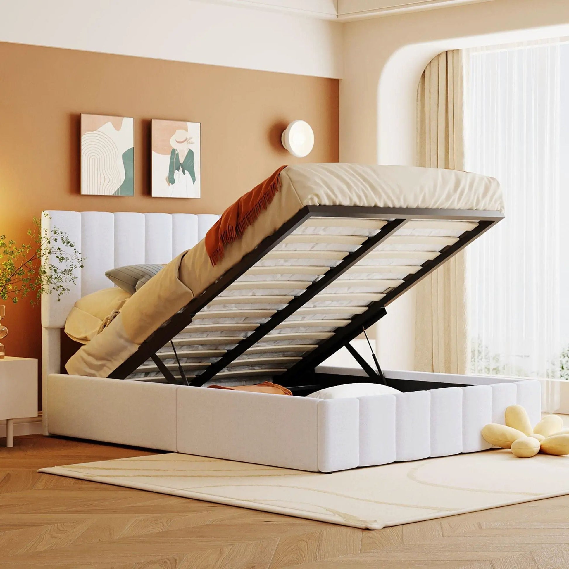 Elegant Upholstered Platform Bed With Hydraulic Storage System by Unique Piece Furniture on Tampa Home & Garden Store
