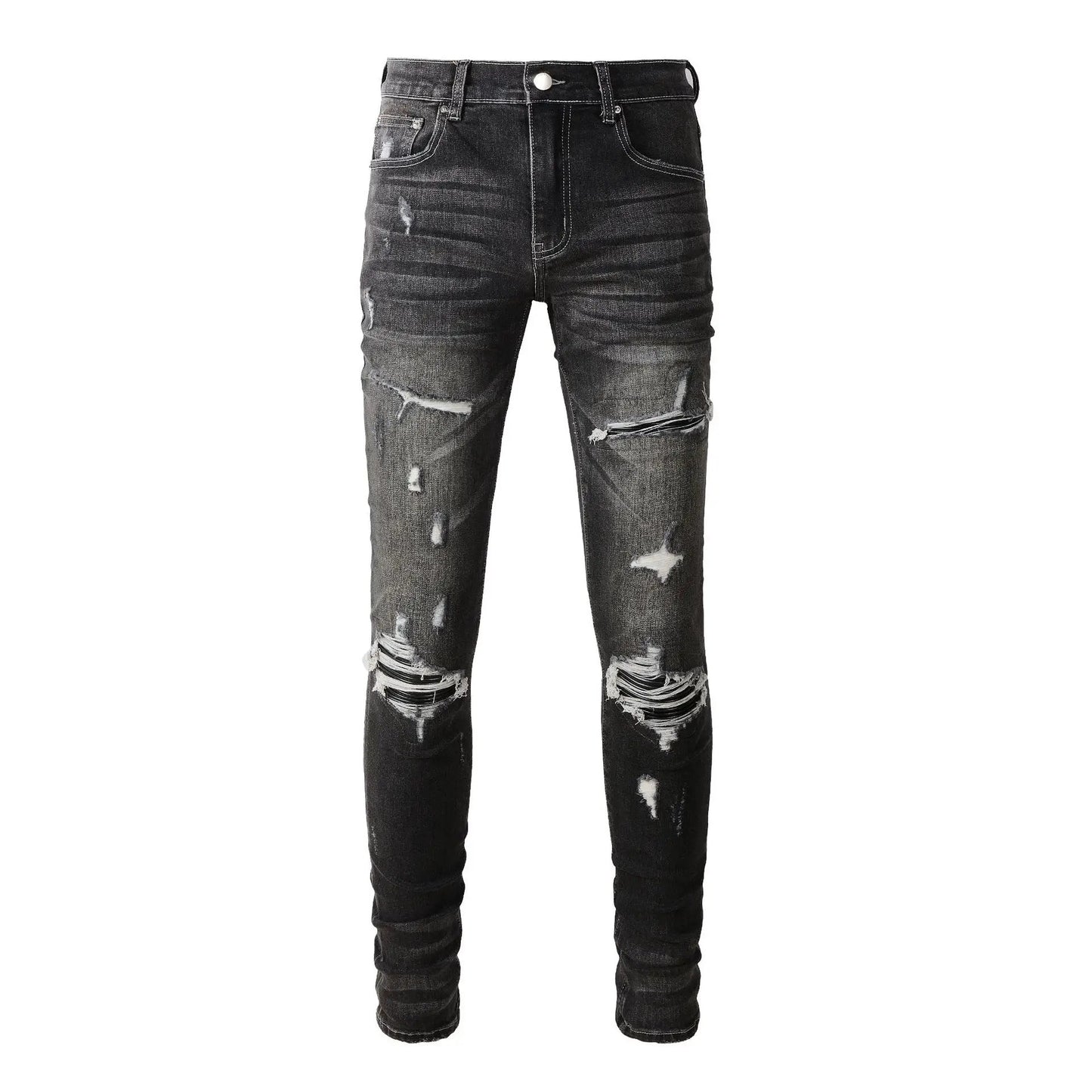 Fashion close-fitting skinny jeans by FLIPSTYLEZLLC, black denim with ripped knees on Tampa Home & Garden Store