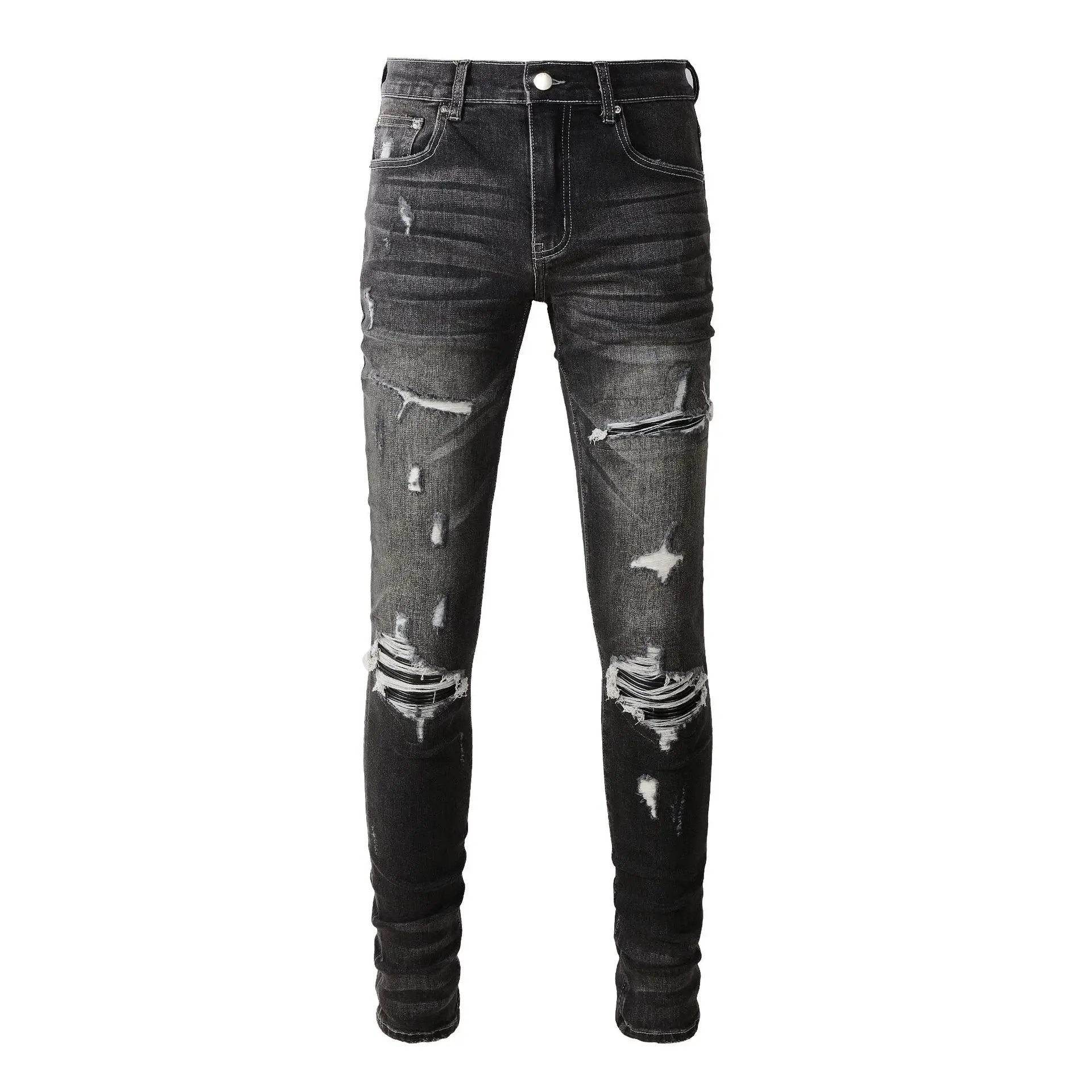 Fashion close-fitting skinny jeans by FLIPSTYLEZLLC, black denim with ripped knees on Tampa Home & Garden Store