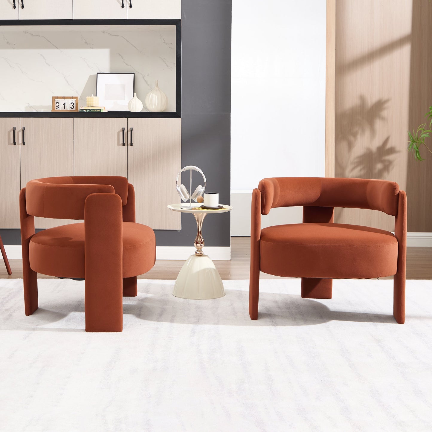 Accent Chair for Living Room velvet orange set of 3 HouseOfZazla on Tampa Home & Garden Store