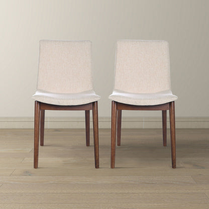 Beige dining chair set of 2 with solid wood legs and light fabric upholstery on Tampa Home & Garden Store