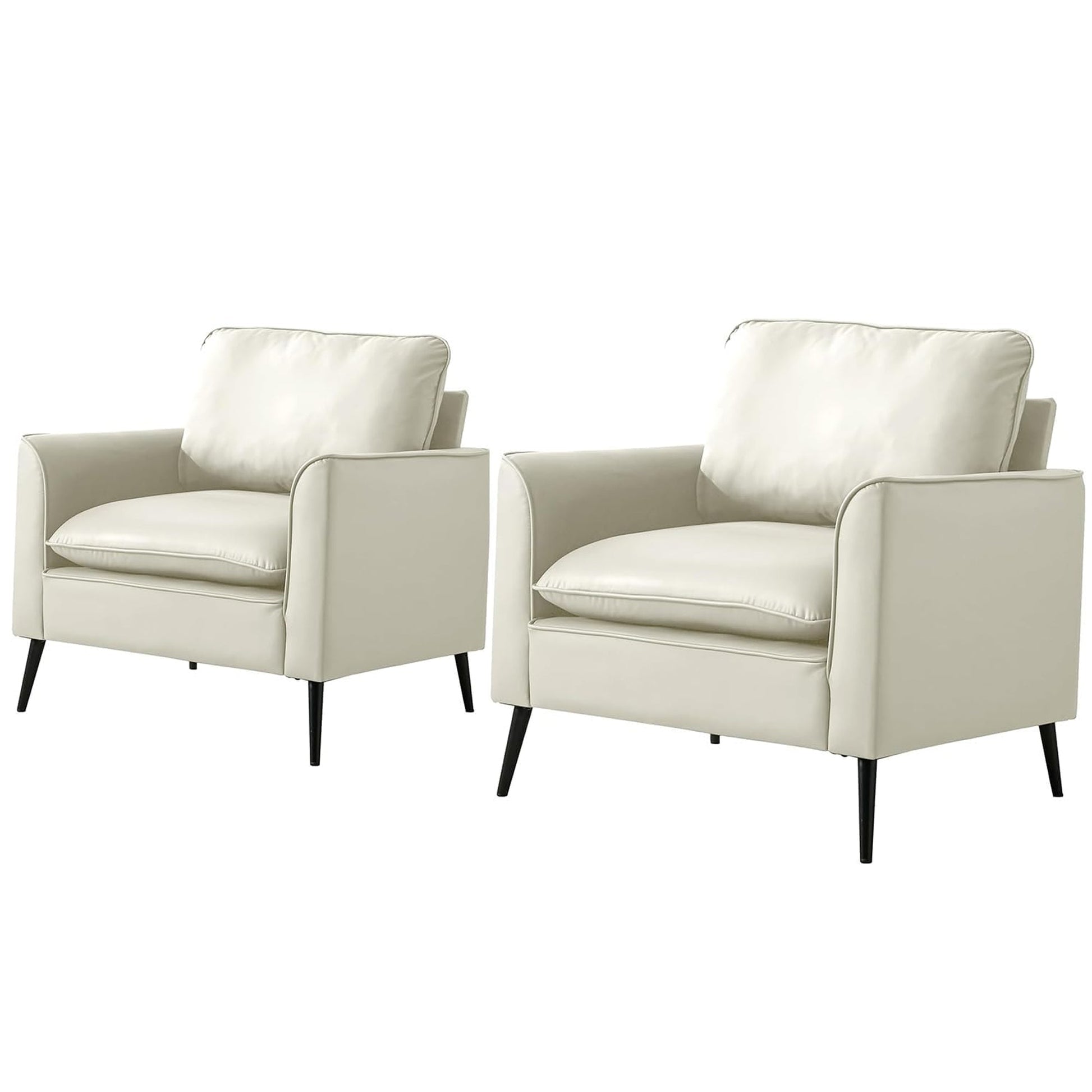 TS Cat Paw Leather Upholstered Sofa 2PC cream leather armchairs with black legs HouseOfZazla on Tampa Home & Garden Store