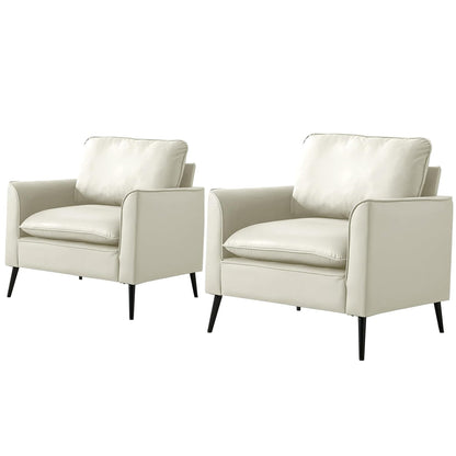 TS Cat Paw Leather Upholstered Sofa 2PC cream leather armchairs with black legs HouseOfZazla on Tampa Home & Garden Store