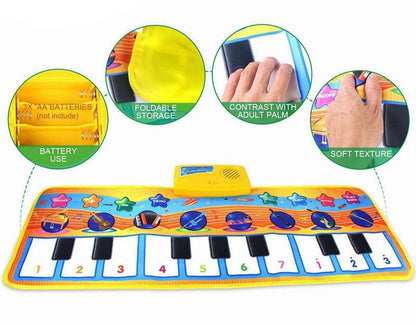 Stevvex music piano play mat with colorful cloth keyboard and demo songs for kids on Tampa Home & Garden Store