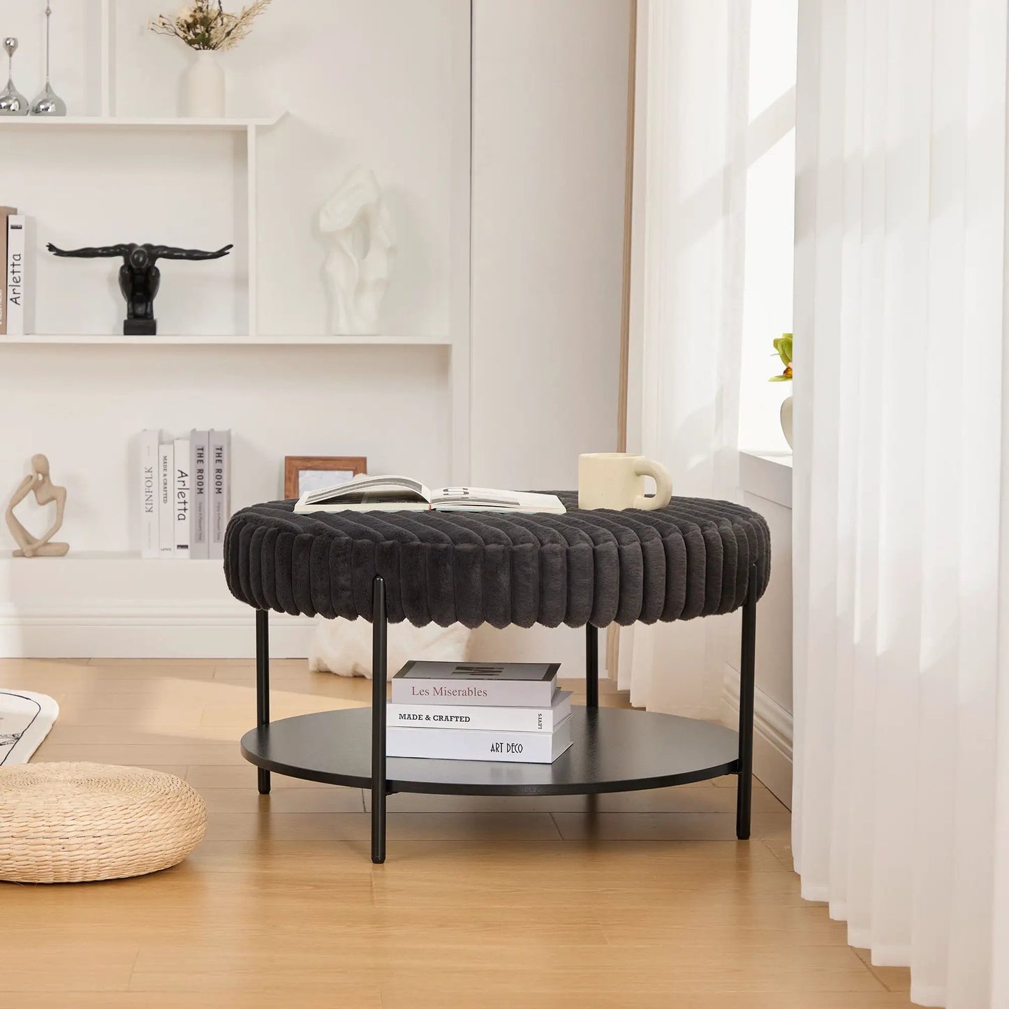 Modern Upholstered Round Ottoman Coffee Table