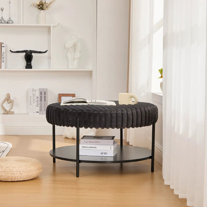 Modern Upholstered Round Ottoman Coffee Table