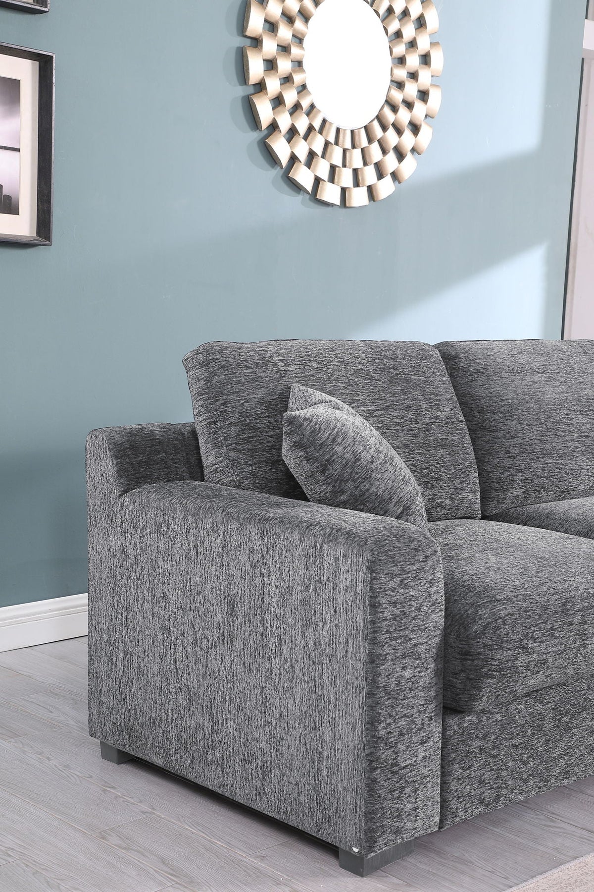 Celine fabric corner sectional sofa in gray with plush cushions on Tampa Home & Garden Store