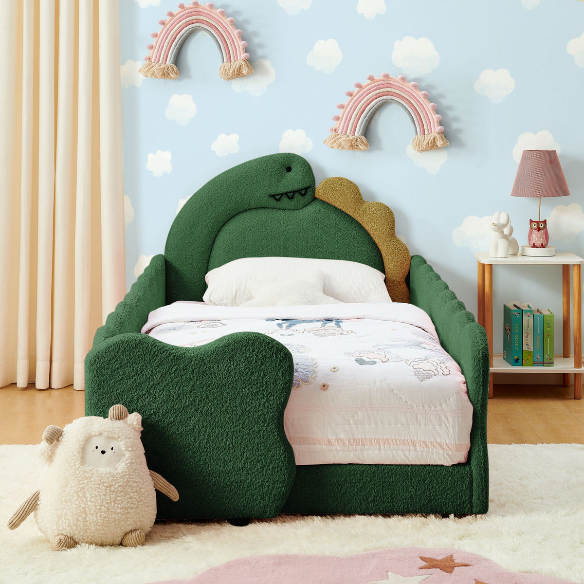 Toddler Dinosaur Bed and Safety Guardrail