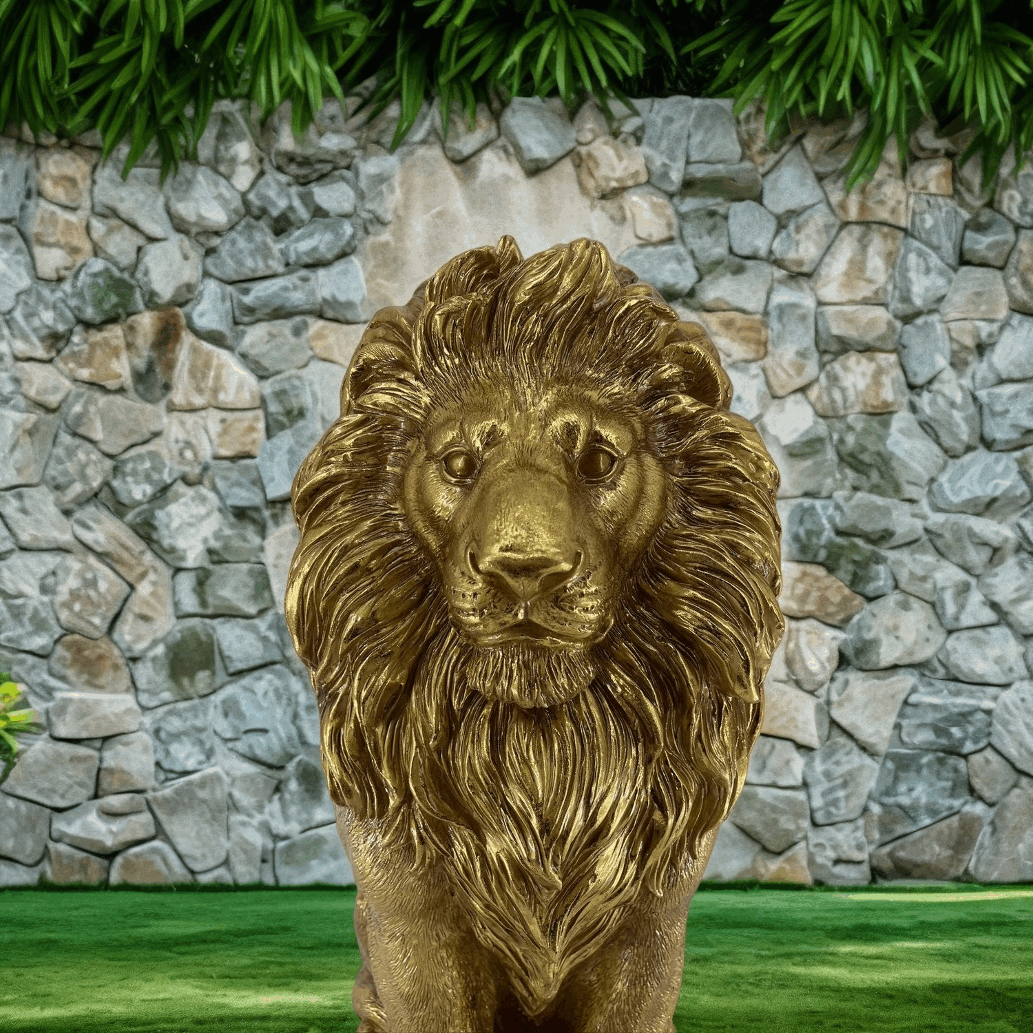 24-inch resin lion statue garden sculpture in bronze finish by HouseOfZazla on Tampa Home & Garden Store