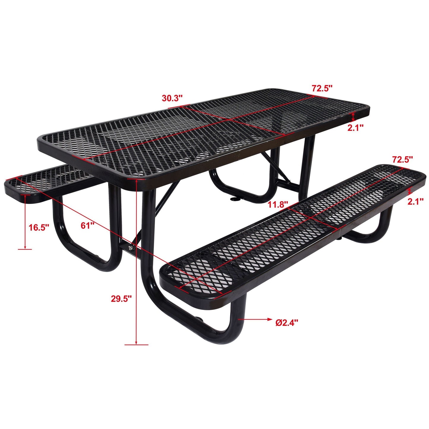 Sturdy Steel Picnic Table With Umbrella Pole