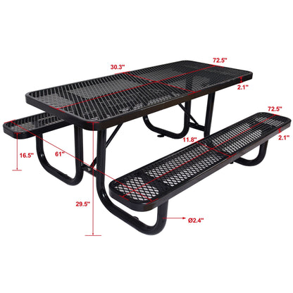 Sturdy Steel Picnic Table With Umbrella Pole
