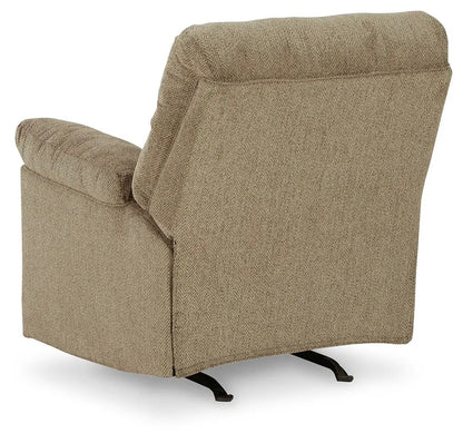 Alphons Rocker Recliner beige textured fabric by Unique Piece Furniture with black metal rocker base on Tampa Home & Garden Store