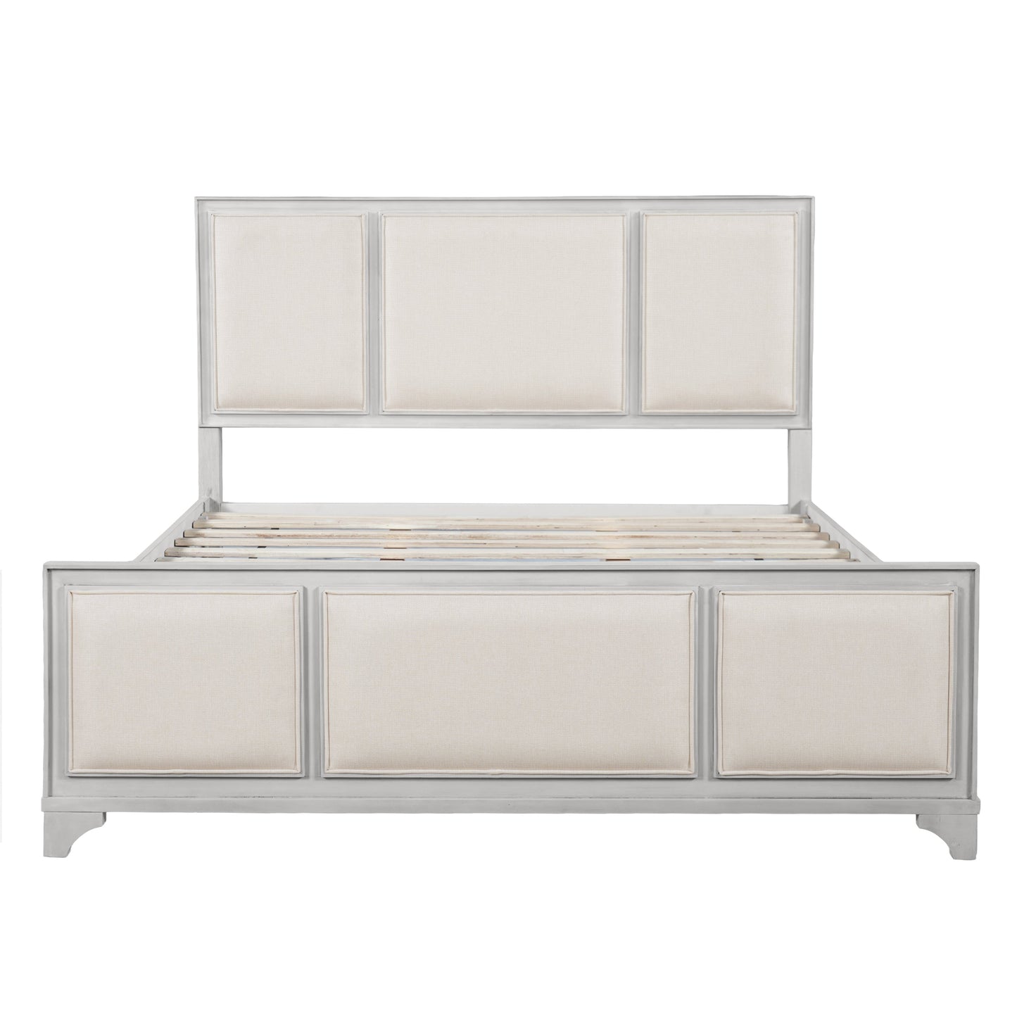 Queen Wooden Bed Frame with Upholstered Headboard