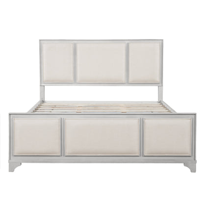 Queen Wooden Bed Frame with Upholstered Headboard