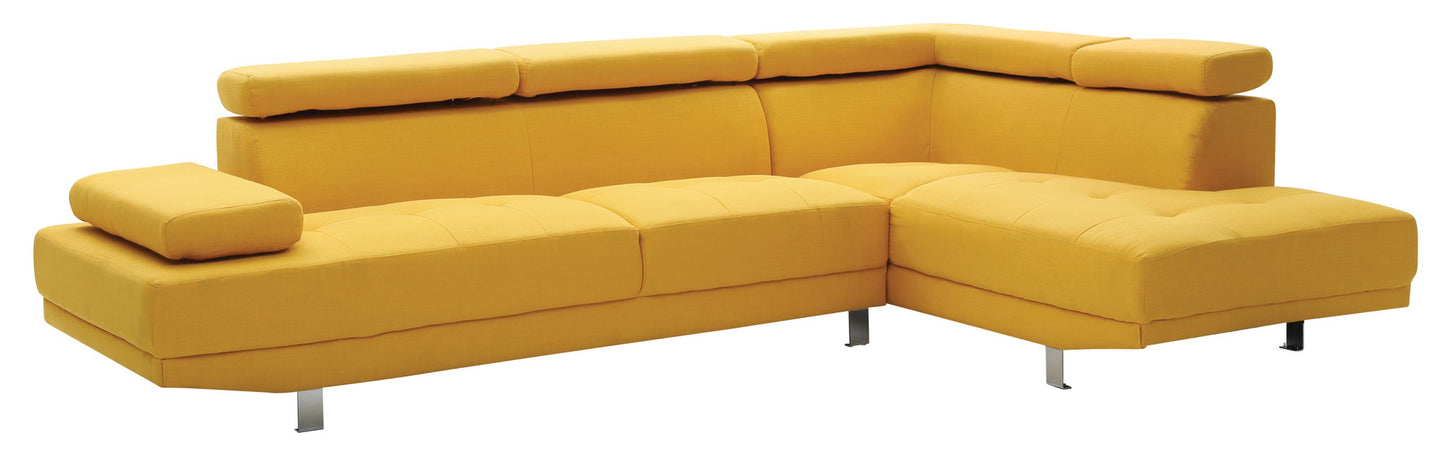 Riveredge Comfort Sectional by HouseOfZazla, bright yellow stationary sectional on Tampa Home & Garden Store