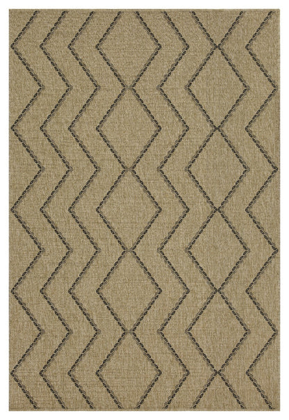 Jute/Black Indoor/Outdoor Area Rug by HouseOfZazla, stain-resistant polypropylene on Tampa Home & Garden Store
