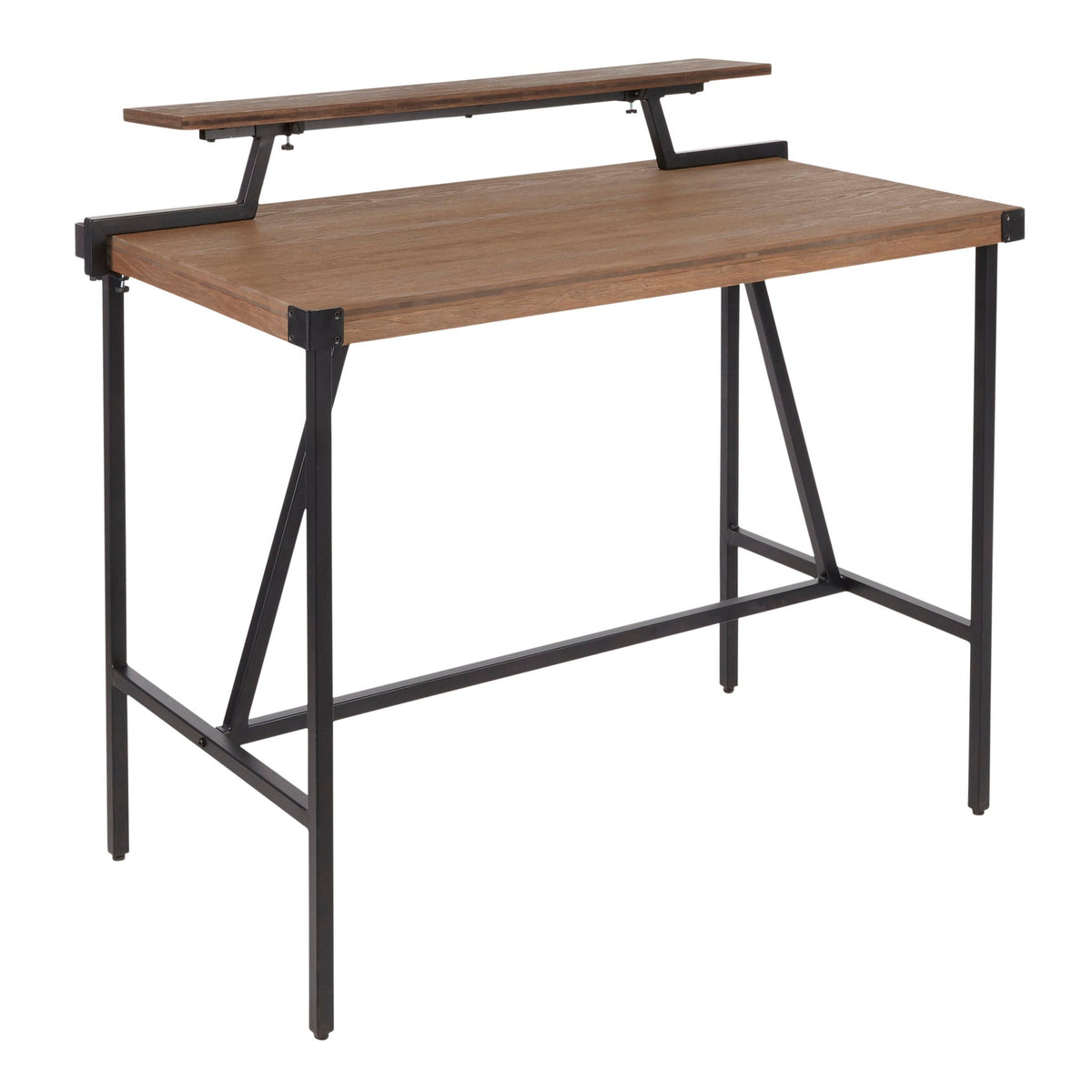 Industrial counter table with black metal frame and dark brown wood top HouseOfZazla on Tampa Home & Garden Store