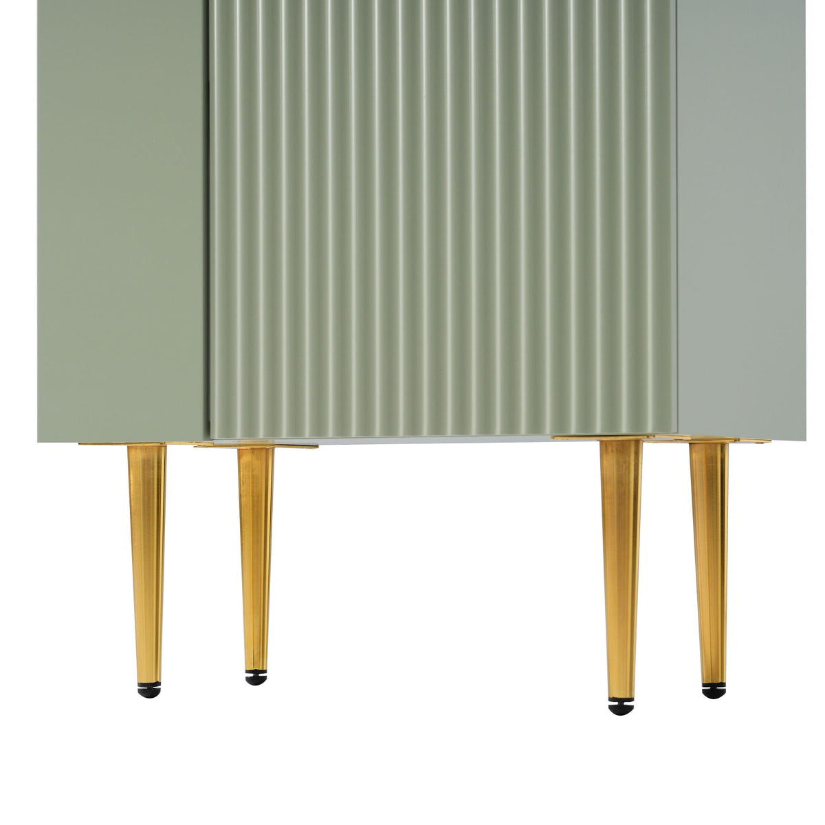 Bathroom vanity by HouseOfZazla featuring a gray-green ribbed cabinet and gold tapered legs on Tampa Home & Garden Store