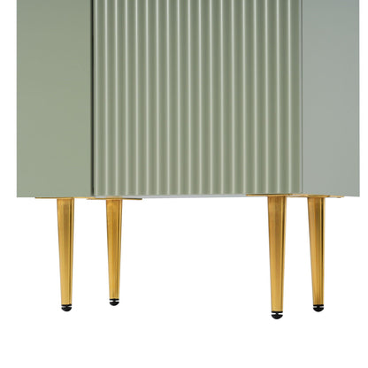Bathroom vanity by HouseOfZazla featuring a gray-green ribbed cabinet and gold tapered legs on Tampa Home & Garden Store