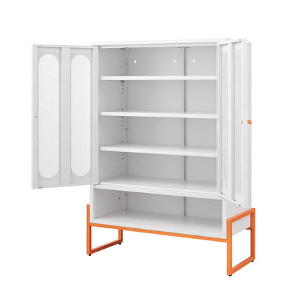 Modern Metal Shoe Cabinet with Double-Sided Doors