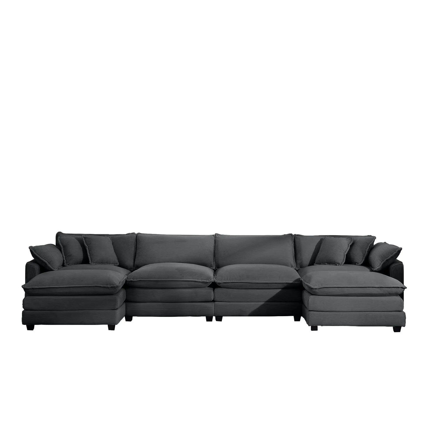 Modern Oversized Modular Cushion Sofa With Ottoman, low back, deep seating in dark gray on Tampa Home & Garden Store