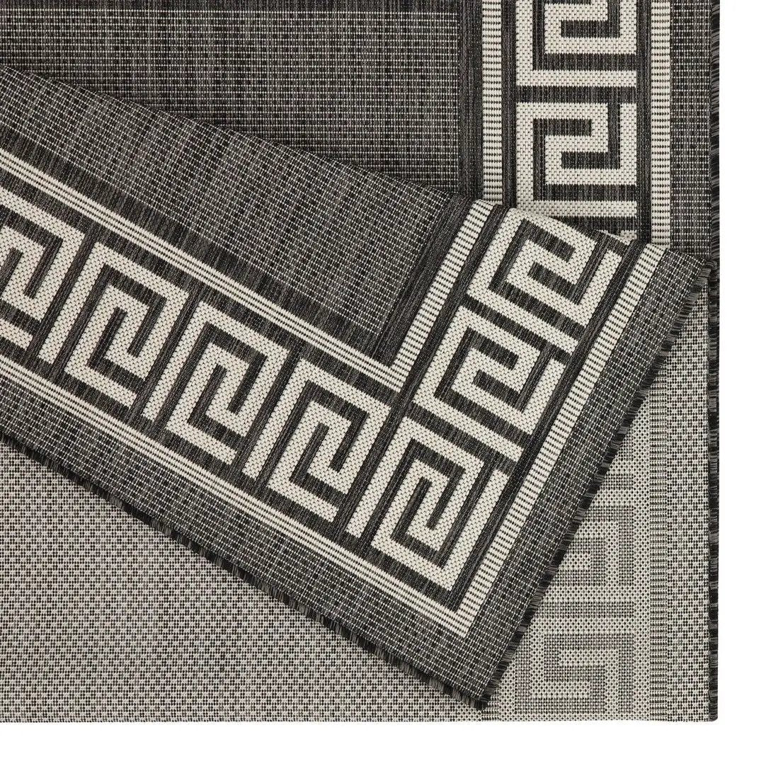 Sunshine polypropylene 2ft7in x 7ft3in runner rug black beige Greek key by Unique Piece Furniture on Tampa Home & Garden Store