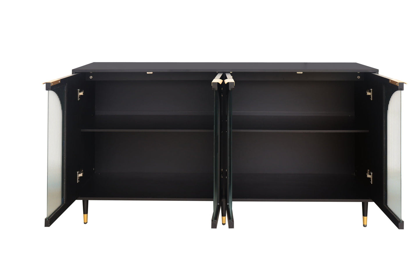 Wood Sideboard With Fluted Glass Doors and Legs