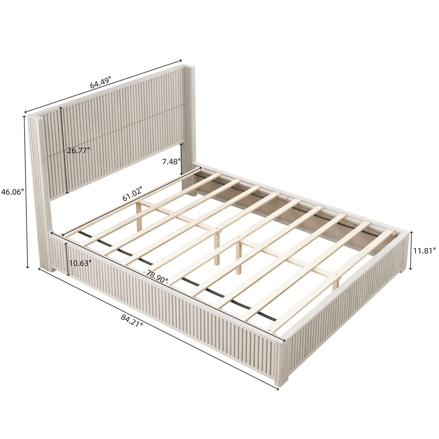 Modern Platform Bed Frame with Tall Headboard